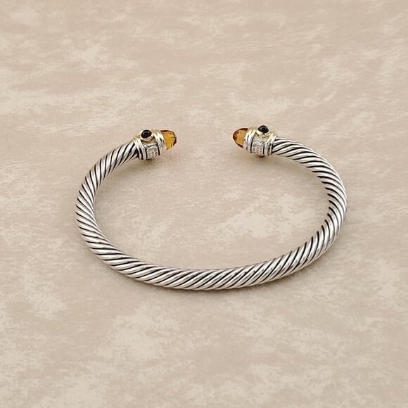 David Yurman Sterling Silver/14K Yellow Gold, Citrine and Garnet, 5mm - Picture 2 of 9